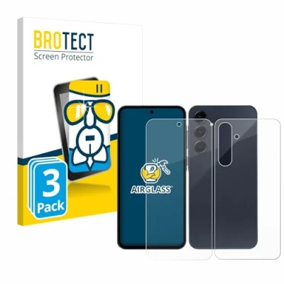 Abbildung von BROTECT Schutzglas für Samsung Galaxy A55 5G (Display+Rückseite) (3 Stück) Schutzfolie Panzer Folie Glas [Extrem Kratzfest 9H, Anti Fingerprint,