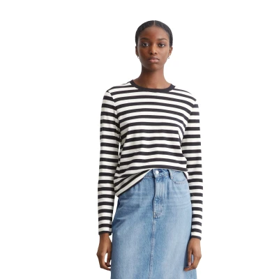 Abbildung von Marc O&#039;Polo Denim Crewneck Langarmshirt, Damen, Größe: Large, Dark blue
