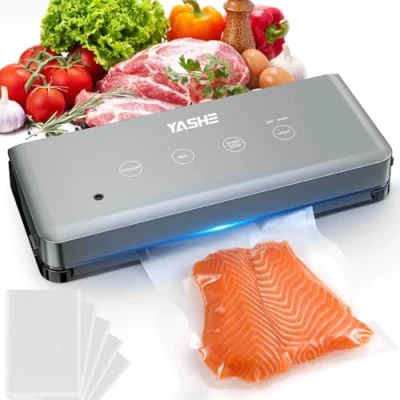 Abbildung von YASHE Vakuumiergerät mit Trocken &amp; Feuchtmodus, 5 in 1 Multifunktions Vakuumierer 30 cm Naht, Ideal für Sous Vide zur Konservierung von Fleisch, Fisch, Obst Gemüse