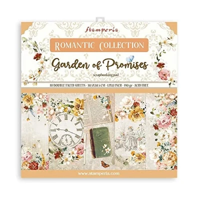 Abbildung von Stamperia SBBL110 Scrapbooking Pad 10 Sheets cm 30,5x30,5 (12&quot;x12&quot;) Garden of Promises, Paper, White, One Size