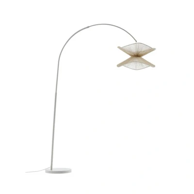 Abbildung von Lindby Bogenleuchte Valdorin, beige, Papier, Höhe 195 cm
