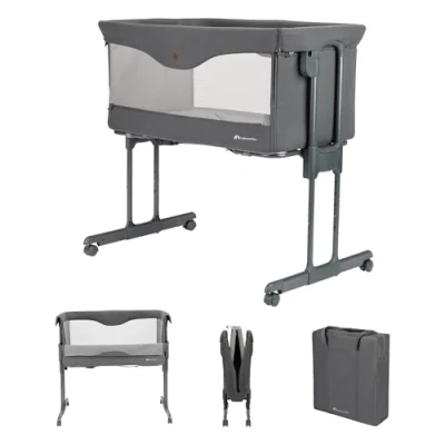 Abbildung von Bebeconfort Amara, Beistellbett Baby, 0 6 Monate, 09 kg, Co Sleeper, 2 in 1 &amp; Stubenwagen, 3 Sek kompakt zusammenklappbar, einfach zu bewegen, praktische Reisetasche, Tinted Graphite