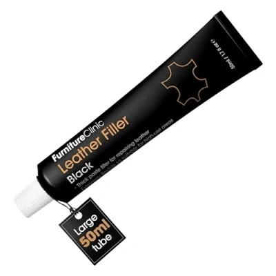 Abbildung von Furniture Clinic Lederreparaturfüller: zum Füllen von Löchern, Schrammen, Rissen usw. (schwarz, 50 ml)