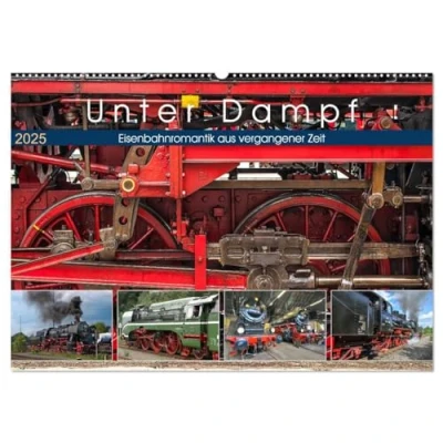 Abbildung von Unter Dampf Eisenbahnromantik aus vergangener Zeit (Wandkalender 2025 DIN A2 quer), CALVENDO Monatskalender