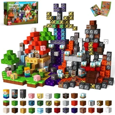 Abbildung von Magnetische Bausteine 150 Stück Abenteuer im Wald mit einem Zeitreise Portal Edition Magnetbausteine Magnetic Building Blocks Montessori Spielzeug ab 4 5 6 7 8 9 Jahren Geschenke für Kinder