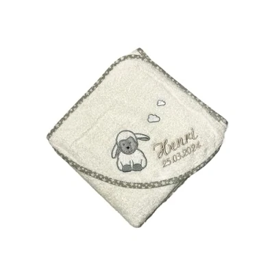 Abbildung von Sterntaler Badetuch 80x80 cm aus 100% Baumwolle personalisiert mit Namen/inklusive Bestickung (Stanley Ecru)
