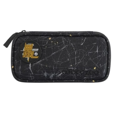 Abbildung von coocazoo Mäppchen „Urban Metro“, schwarz orange, mit Klett Patch, Federmäppchen, großes Hauptfach, Schlaufen für Zirkel und Geodreieck, Stundenplanfach, Reißverschlussfach, ab der 3. Klasse