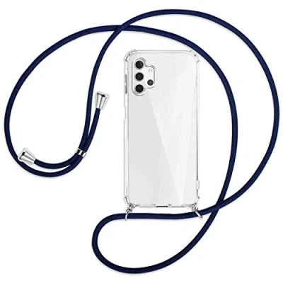 Abbildung von mtb more energy® Handykette kompatibel mit Samsung Galaxy A32 5G (SM A326, 6.5&#039;&#039;) dunkelblau Smartphone Hülle zum Umhängen Anti Shock Full TPU Case