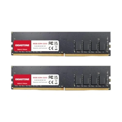 Abbildung von [DDR4 RAM] Gigastone Desktop RAM 32GB (2x16GB) DDR4 3200 MHz PC4 25600 CL16 1,35 V 288 Pin/Polig Ungepuffert Nicht ECC Computer Speicher (Nur PC Desktop)