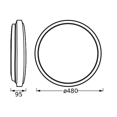 Abbildung von LEDVANCE ORBIS LONDON LED Deckenleuchte 480mm, weiß, 36W, 4150lm, warmweiße Lichtfarbe, sehr homogene Lichtverteilung, lange Lebensdauer, fest verbautes Modul, rund, IP20 Schutzklasse, 3000K