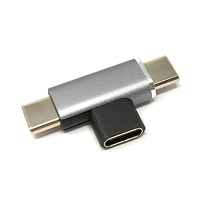 Abbildung von System S USB 3.1 Y Adapter Typ C Buchse zu 2X Stecker Winkel Kabel in Grau