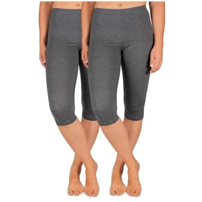 Abbildung von SES Capri Leggings Damen Anthrazit meliert (32/34) 2er Pack aus Baumwolle/blickdichte Leggings/elastische Leggins 3/4 lang Baumwolle/Damen
