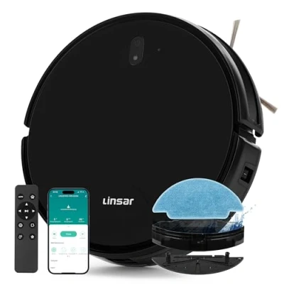 Abbildung von Linsar Nass Trocken Saugroboter 2000kpa , 28,00 W, beutellos, mit Wischfunktion, App, Fernbedienung
