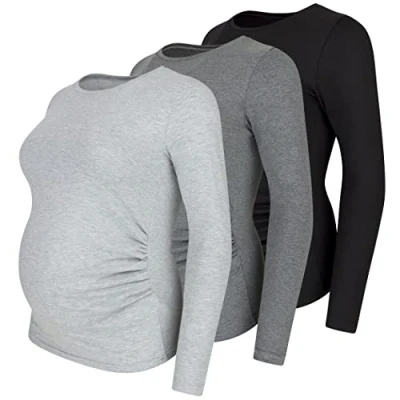 Abbildung von M.M.C. 3 PACK Langarmshirt, Damen, Größe: Small, Schwarz dunkelgrau hellgrau