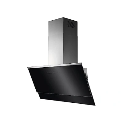 Abbildung von AEG DVE5971HG Dekorative Dunstabzugshaube, vertikales Design, 90 cm, 3 Geschwindigkeiten + intensiv, Leistung 700 m3/h, Breeze Funktion, 54 dB(A), LED Leuchten, Rohr enthalten, Glas, Schwarz, Klasse A