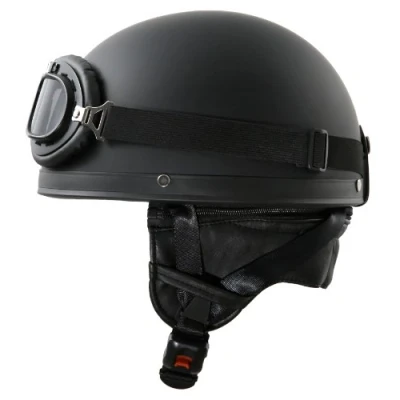 Abbildung von ATO Moto Oldtimer Motorradhelm in Schwarz matt mit Brille Größe M 57 bis 58cm