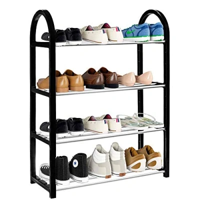 Abbildung von SPRINGOS Schuhschrank Schuhregal Schuhablage 4 Ebenen Schuhständer Metall (Schwarz 64x50x19,5 cm)