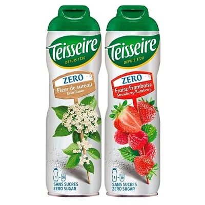Abbildung von Teisseire Sirup Zero Holunderblüte &amp; Erdeere Himbeer je 600ml Cocktails Milchshakes