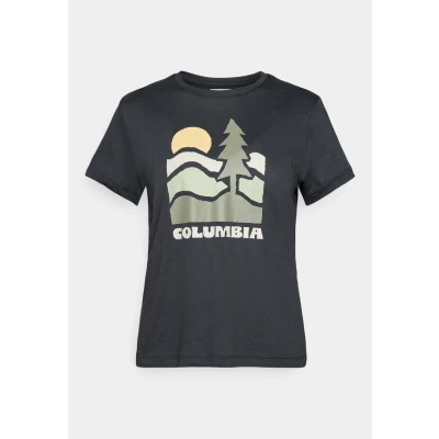 Abbildung von Columbia Damen Ruby Springs Graphic Fitted Short Sleeve T Shirt Black Get Hiked L
