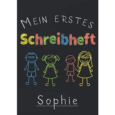 Abbildung von Mein erstes Schreibheft Sophie: A4 Schreiblernheft für die 1.Klasse zum schreiben lernen I Lineatur 1 Schulstart Geschenk zur Einschulung Übungsheft mit 3 Linien
