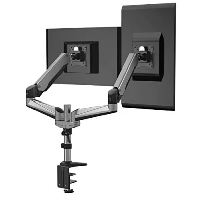 Abbildung von HFTEK HF24GA Monitor Halter Tischhalterung für 2 Bildschirme von 15 bis 34 Zoll mit VESA 75/100 vollbeweglich + höhenverstellbar