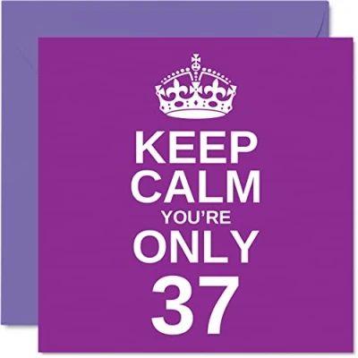 Abbildung von lustige Geburtstagskarte zum 37. Geburtstag für Männer und Frauen, Aufschrift &quot;Keep Calm&quot;, Sohn, Mutter, Bruder, Tochter, Vater, Schwester, Onkel, Tante, Cousin, 145 x