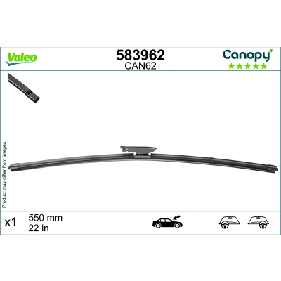 Abbildung von Scheibenwischer Valeo Canopy 583962 550mm Flachbalkenwischblatt, Wischgummi aus &gt;80 % nachhaltigen Materialien RENAULT: SCENIC 2