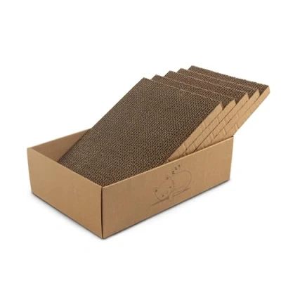 Abbildung von casa pura Katzenkratzbox Tiger mit 5 Kratzbrettern 43,5 x 29,5 14 cm Doppelseitige Kratzpappe für Katzen Kratzbrett Katze zur Krallenpflege
