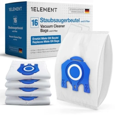 Abbildung von 16 Staubsaugerbeutel für Miele Staubsauger [Complete C3 &amp; C2, Classic C1] ersetzt GN inkl. 4 Motor Abluft Filter [S8000, S5000, S2000, S800 S600 Serie] 9917730 12281680 S8 S5