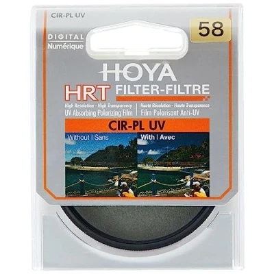 Abbildung von Hoya HRT Polarisationsfilter und UV Beschichtung 58 mm