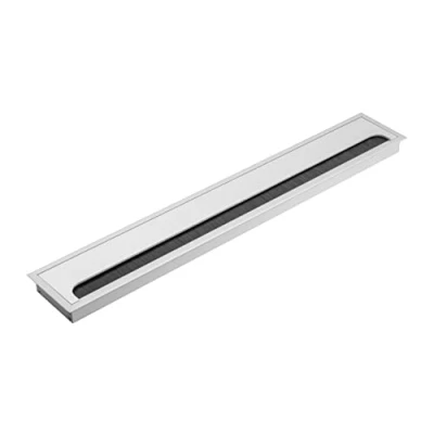 Abbildung von GTV Kabeltülle Merida Kabeldurchführung mit Öffnungsdeckel Kabeldurchlass Rechteckig Kabelorganisation für Möbel Kabeldurchlass/für die Installation in der Arbeitsplatte / 80x500mm Silber