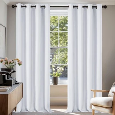 Abbildung von Deconovo Verdunklungsgardine Sonnenschutz Blickdicht Vorhang mit Ösen Thermovorhang Kälteschutz Thermo gegen Kälte Hitzeschutz, 270x140 cm(HöhexBreite), Silber Grau, 2er Set