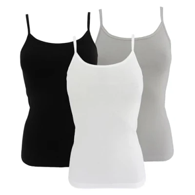 Abbildung von HERMKO 1560 3er Pack Damen Träger Top aus 100% Bio Baumwolle, Farbe:Mix w/s/g, Größe:44/46 (L)