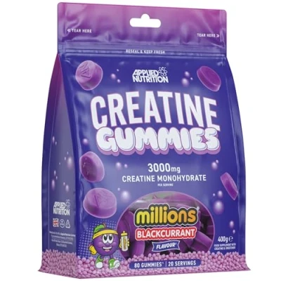 Abbildung von Applied Nutrition Creatine Gummies 3000 mg Kreatin Monohydrat pro Dosis 80 Vegane Creatin für Kraft, Leistung &amp; Regeneration (20 Einnahmen) Servings (Pack of 1), Millions Blackcurrant)