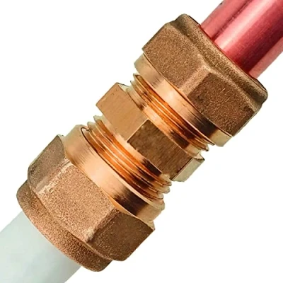 Abbildung von Klemmverschraubung für Kupferrohr alle Sorten Winkel Bogen Übergang T Stück ∅ 15 bis 28 mm &gt; auf Verbundrohr Gerade 15mm Kupfer 16mm Kunststoff
