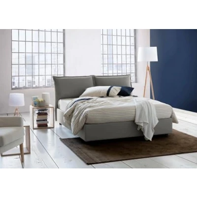 Abbildung von Talamo Italia Doppelbett Antonia, Containerbett mit Stoffbespannung, 100% Made in Italy, Frontöffnung, passend für Matratze Cm 160x200, Grau