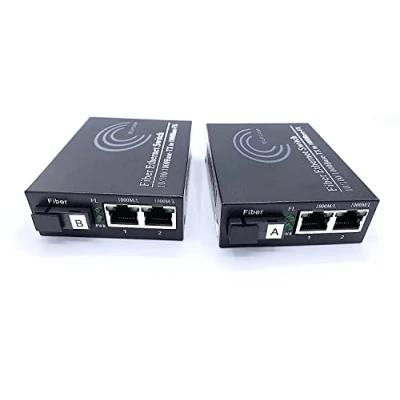 Abbildung von Elfcam® Gigabit Ethernet LWL Media Converter Fibre Optic 10/100/1000 Mbps Including Mini GBIC (SFP), 2 RJ45 Port *