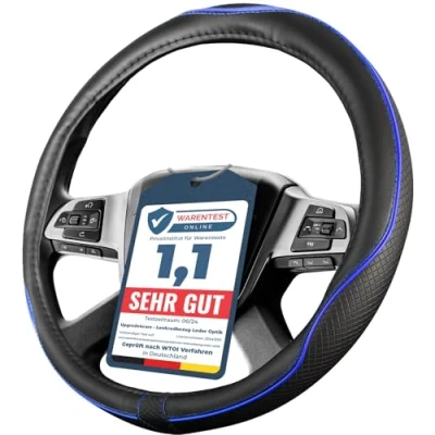 Abbildung von Upgrade4cars LKW Lenkradbezug 44 46 cm in Blau Lenkradschoner Universal Lenkradhülle für Sommer &amp; Winter Autozubehör Innenraum Deko