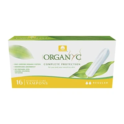 Abbildung von Organyc Tampons aus 100% zertifizierter Bio Baumwolle kein Applikator, frei von Chlor, Parfüm, Viskose und Chemikalien Normal, regulär, 16 Stück (1 Stück) (R00992)