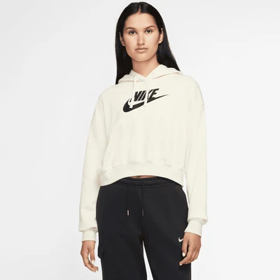 Abbildung von Nike Sportswear CLUB CROP Sweatshirt, Damen, Größe: Large, Coconut milk/black