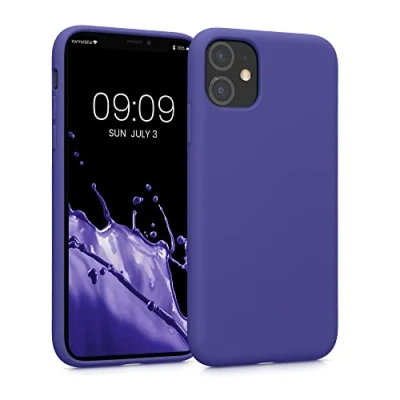 Abbildung von kwmobile Hülle kompatibel mit Apple iPhone 11 gummierte TPU Silikon Handyhülle Schutzhülle für kabelloses Laden Case in Blauviolett