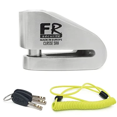 Abbildung von FR sécurité FR114S Hochsicherheits Motorrad Diebstahlschloss SRA geprüftes 14 mm Schacht Scheibenschloss Stahlschutz Sicherheitsschloss Roller Fahrrad, Erinnerungskabel