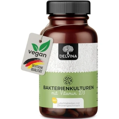 Abbildung von DELVINA Mundgeruch bekämpfen Vegan 365 Lutschtabletten für Mundhygiene ohne Mundspülung und Zungenreiniger Frischer Atem Bakterienkulturen mit Vitamin D3 gegen Mundgeruch, Zitrone, 1 Jahr Vorrat