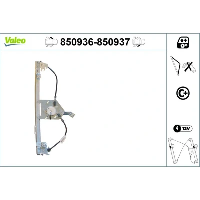 Abbildung von Valeo Fensterheber vorne links elektrisch ohne Elektromotor mit Komfortfunktion 850936