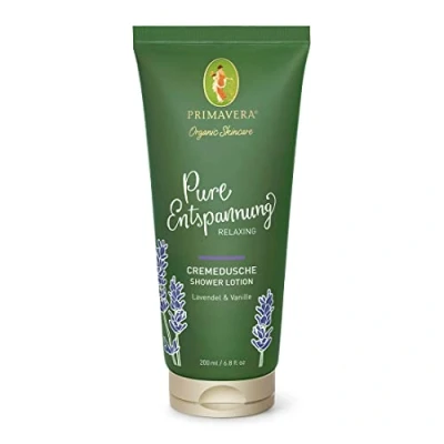 Abbildung von PRIMAVERA Pure Entspannung Cremedusche 200 ml Duschgel, Duschbalsam, Naturkosmetik Lavendel, Vanille Duft reinigt sanft, beruhigt, pflegt vegan