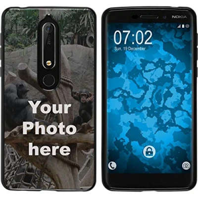 Abbildung von PhoneNatic Case kompatibel mit Nokia 6.1 (2018) Personalisierte Handyhülle schwarz zum selbst gestalten eigenem Foto