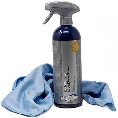 Abbildung von detailmate Glas Reinigung Set: Koch Chemie Speed Glass Cleaner Glasreiniger 750ml + Hochwertiges Mikrofaser Reinigungstuch 40cm x 48cm