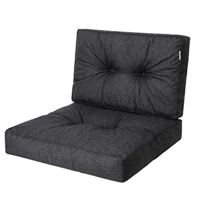 Abbildung von PillowPrim, Palettenkissen, Stulhkissen, Rattansessel, Outdoor, Auflage, Sitzkissen, Stuhlkissen, Rattanmöbel, Schwarz, 60 x cm