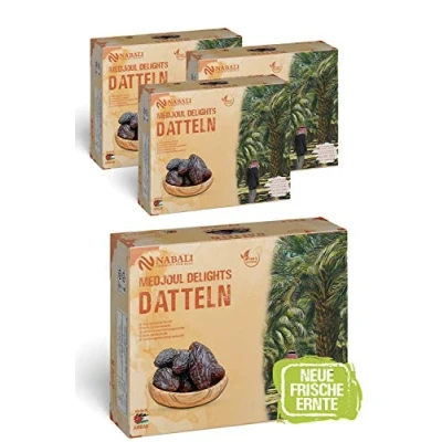 Abbildung von NABALI FAIRKOST Medjool Medjoul Datteln Delight Qualität I 100% natürlich aromatisch frisch &amp; vegan ohne Konservierungsstoffe honigsüß karamellig (4 kg (4er Pack))
