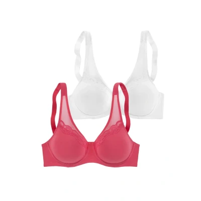 Abbildung von Lascana Minimizer PACK 2 Bügel BH, Damen, Größe: 105C, Himbeere weiß